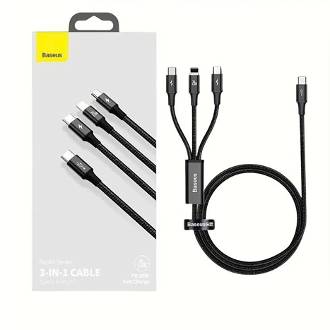 Cáp sạc 3 Trong 1 Baseus Type-C sang M + L + C PD 20W_4